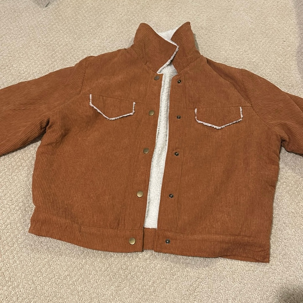 Orange corduroy sherpa jacket